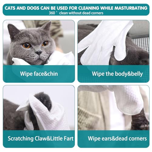 Qpets® Pet Wipes Gloves 12PCS Disposable Dry Cleaning Tool Cats Dogs Grooming Skin Friendly for Wipe Claws Ear Feet Butt Qpets® Pet Wipes Gloves 12PCS Disposable Dry Cleaning Tool Cats Dogs Grooming Skin Friendly for Wipe Claws Ear Feet Butt